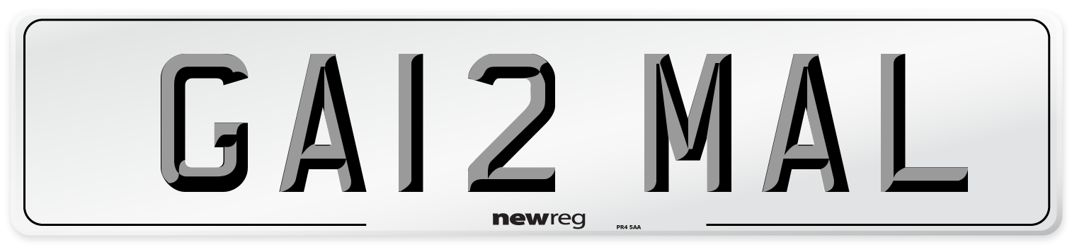 GA12 MAL Number Plate from New Reg